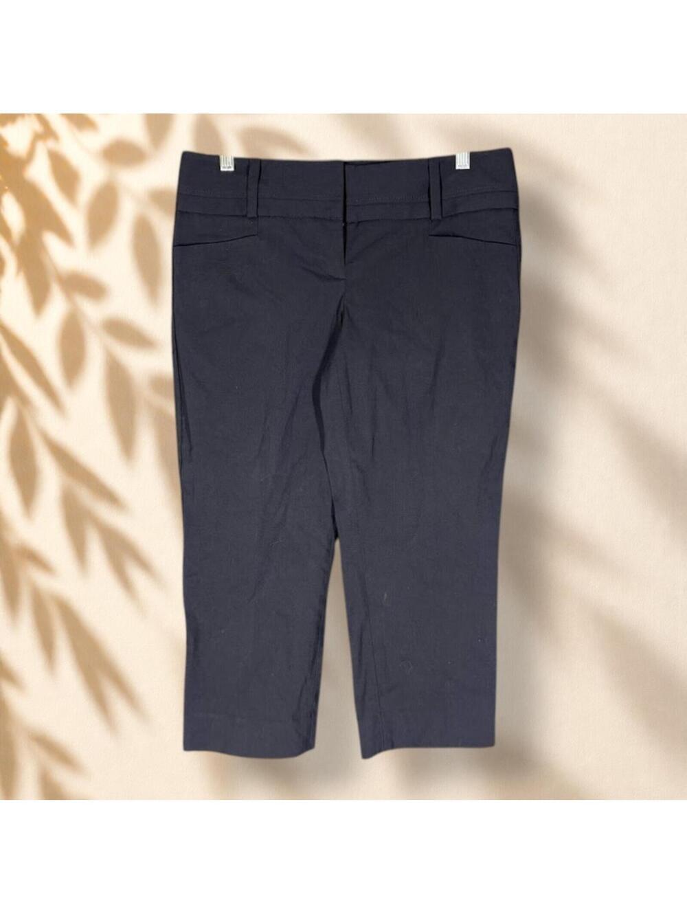 New The Limited Copped Pants Women 4 Blue Mid Rise Flat Front Stretch Straight